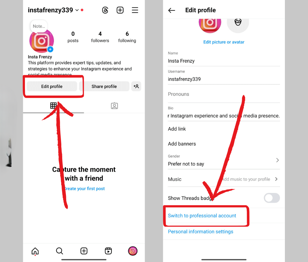switch to professional account 1