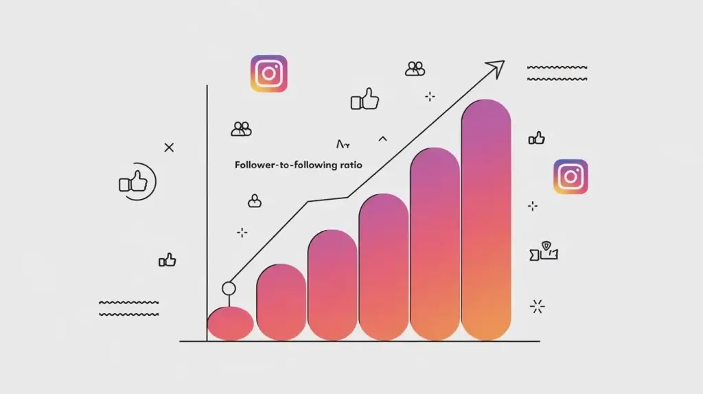 Infographic of Instagram Followers and Following ratio showcasing FNF concept