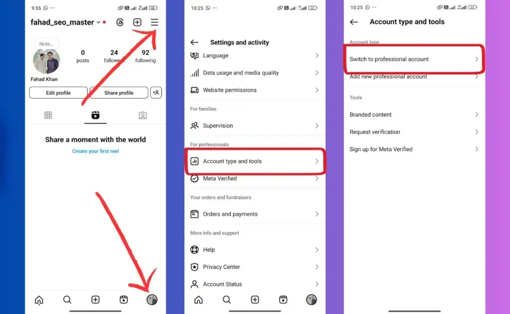 how to switch your account to proffesional account 1024x630 1