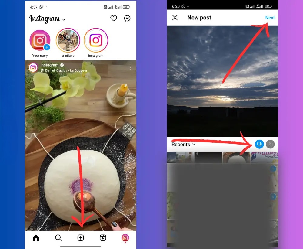 make a slideshow on instagram feeds Step1