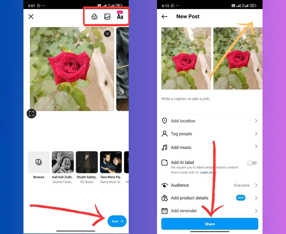 make a slideshow on instagram feeds Step2