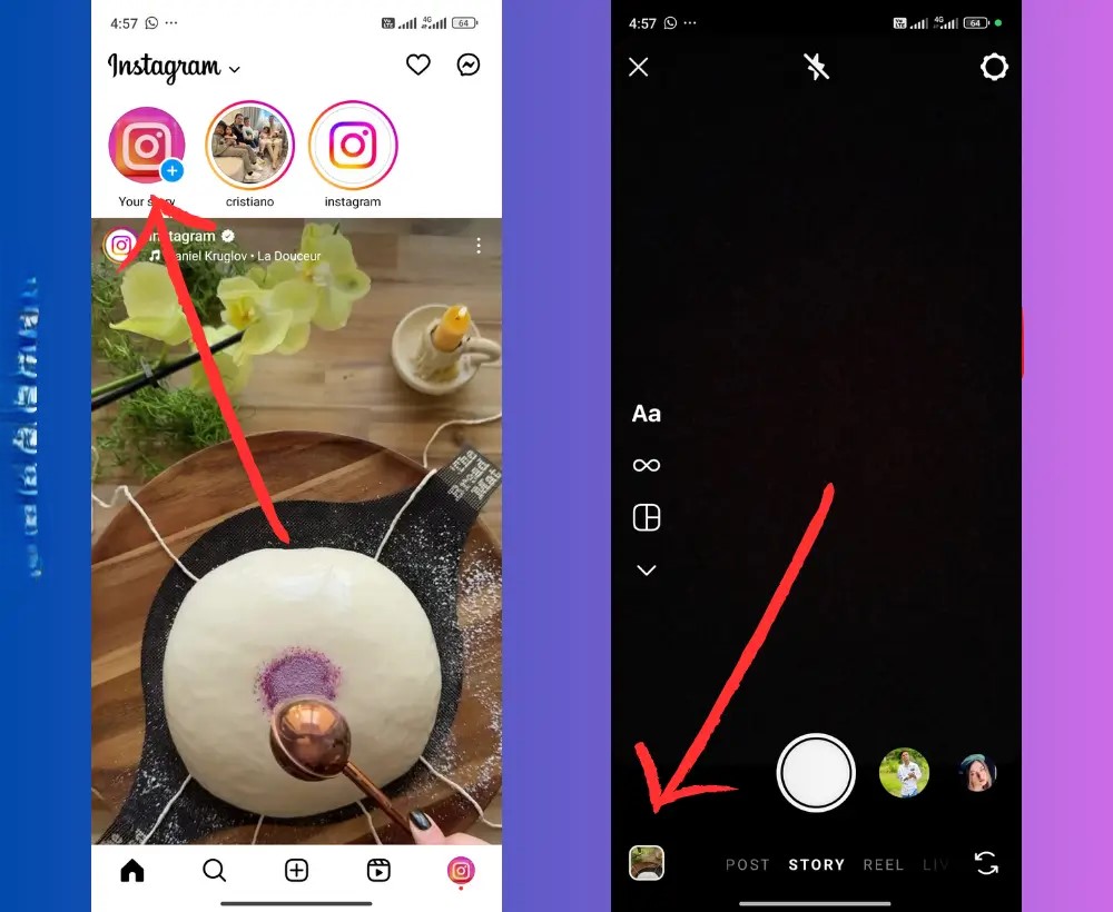 make a slideshow on instagram story Step1