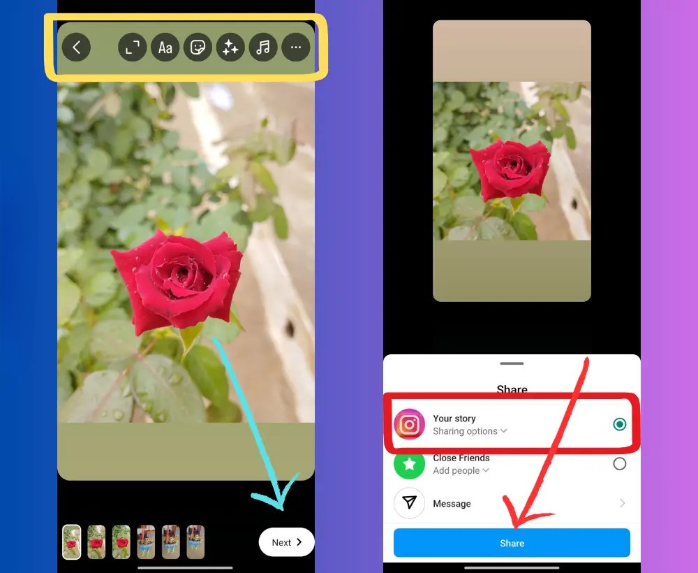 make a slideshow on instagram story Step2