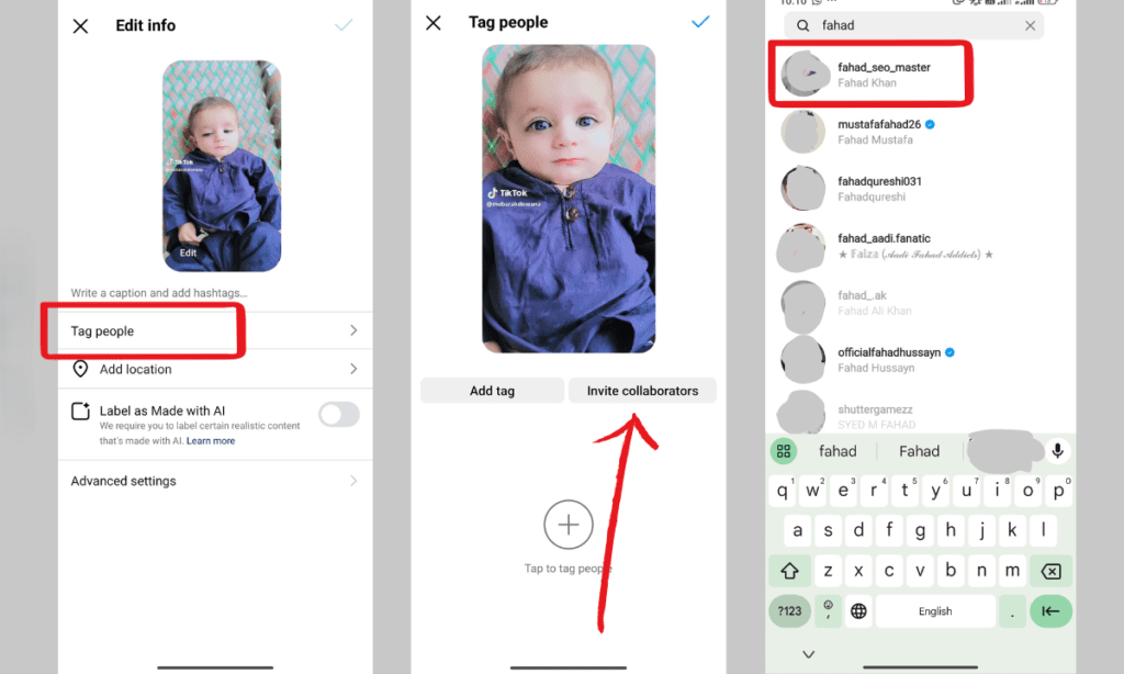 Tap on tag people invit collabrator and select user 1024x614 1
