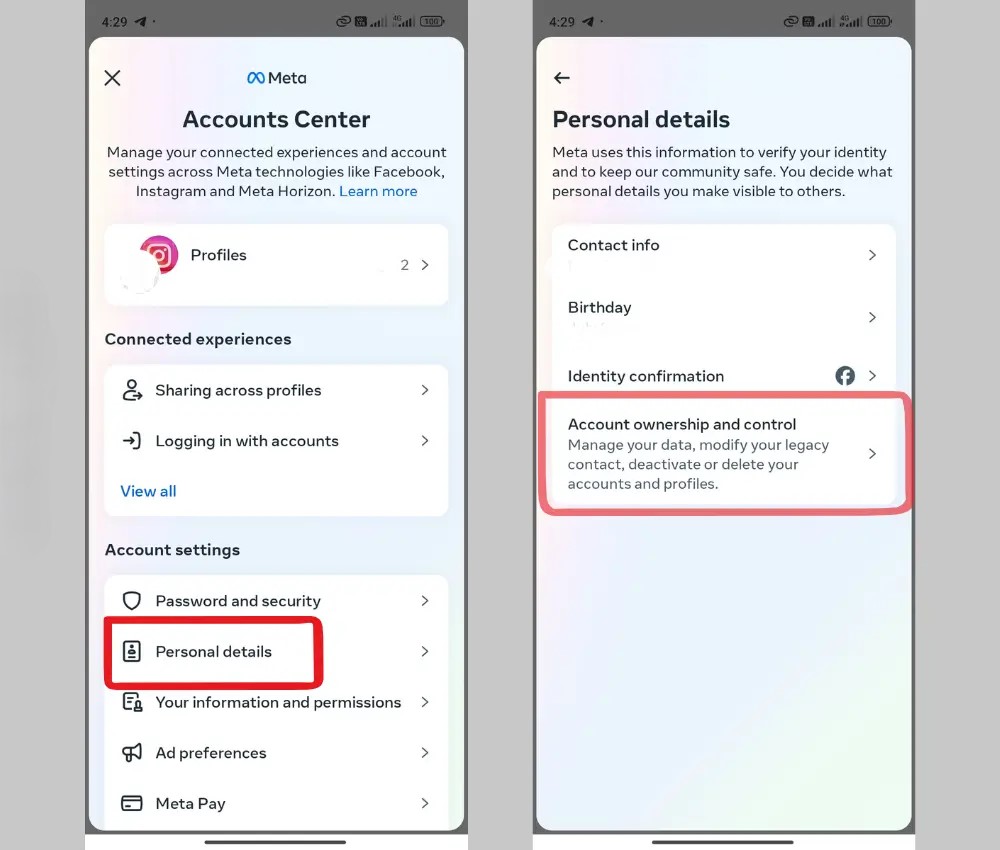 go to account owner ship