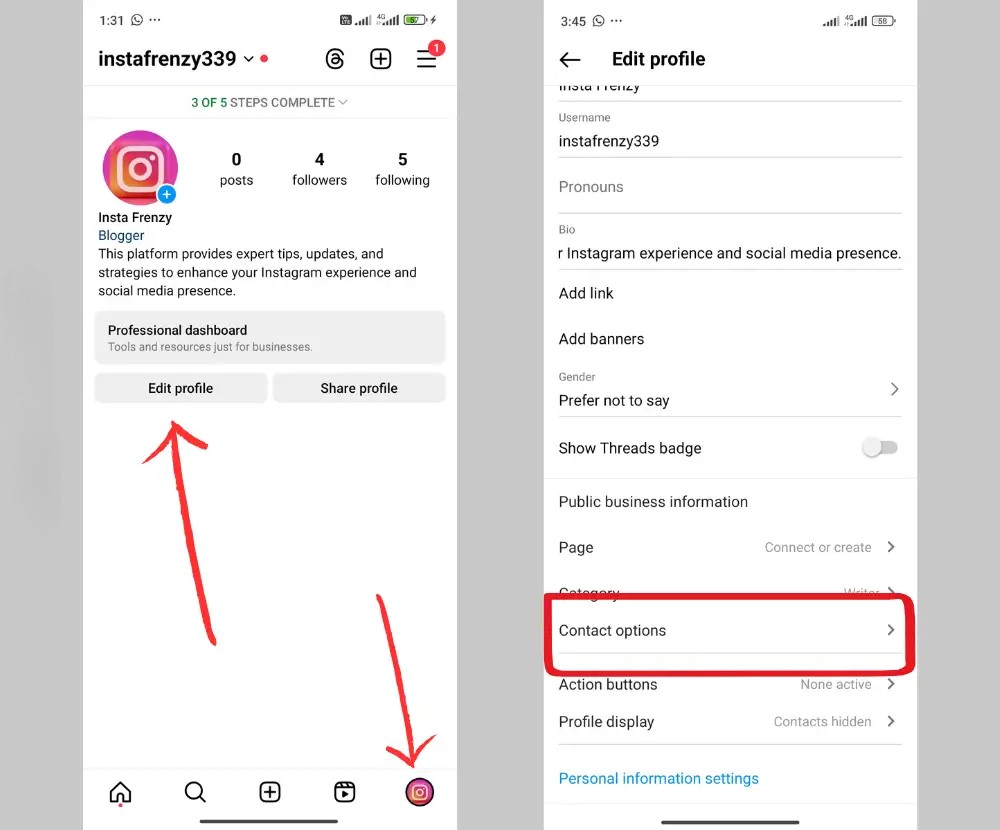 open contact information