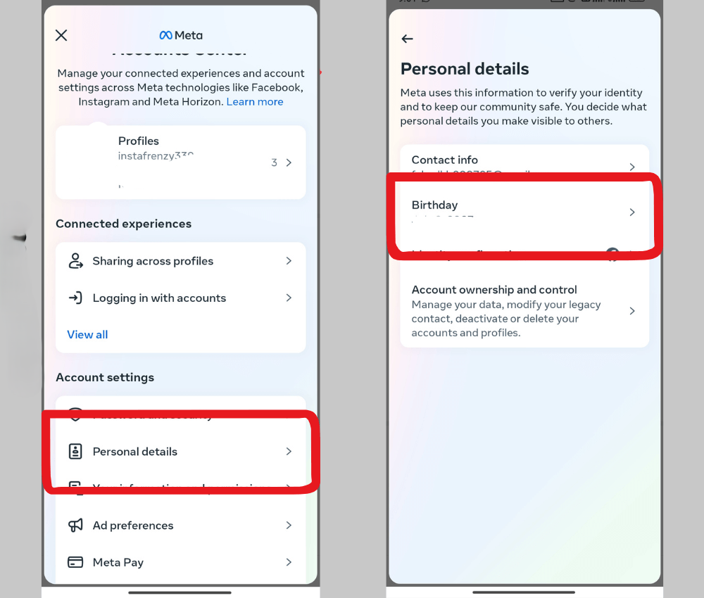 step 2 tap on profile details birthday 1