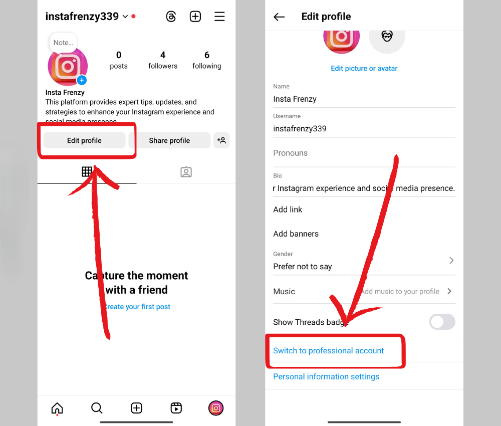 switch to professional account
