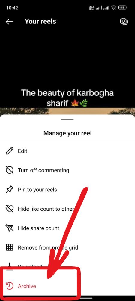 How to archive reels on instgram STEP 5