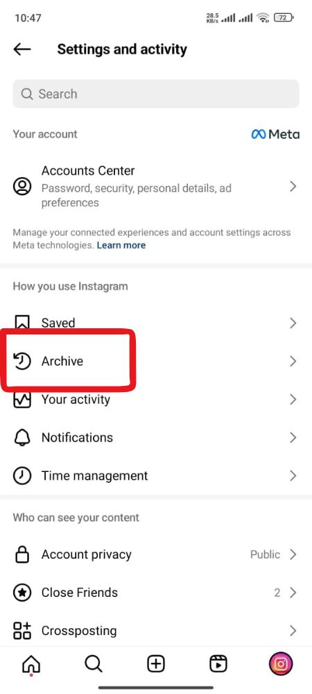 How to unarchive reels on instgram STEP 3